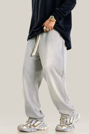 Distressed Vintage Wash Straight Sweatpants - Light Gray