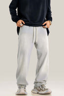 Distressed Vintage Wash Straight Sweatpants - Light Gray