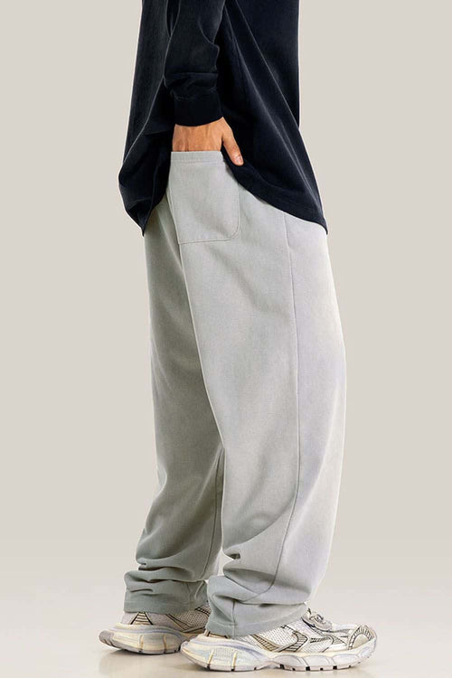 Distressed Vintage Wash Straight Sweatpants - Light Gray