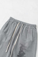 Gradient Graffiti Wide-Leg Sweatpant - Medium Gray