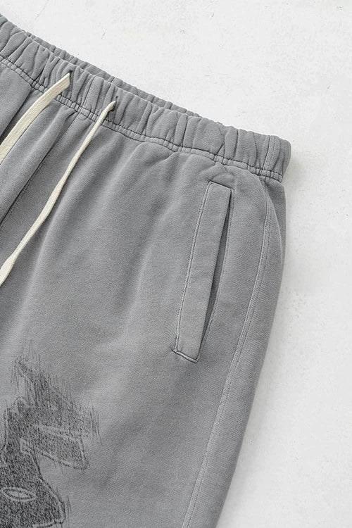 Gradient Graffiti Wide-Leg Sweatpant - Medium Gray