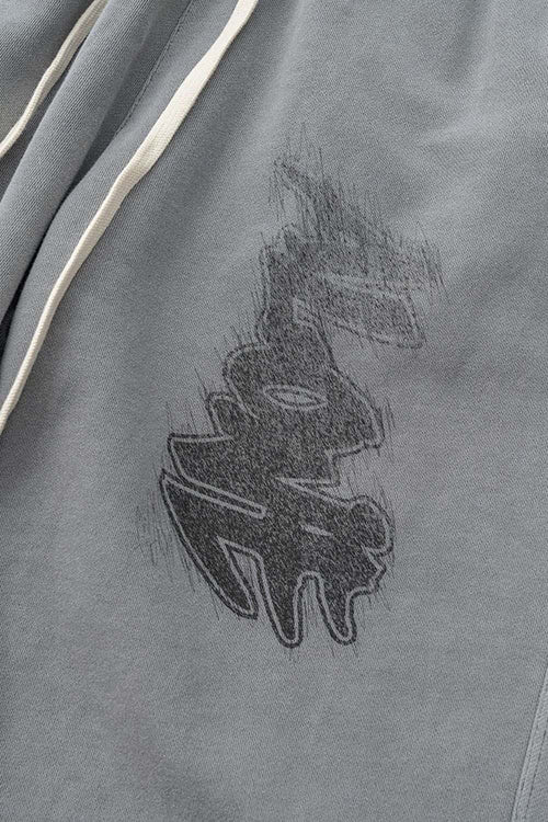 Gradient Graffiti Wide-Leg Sweatpant - Medium Gray