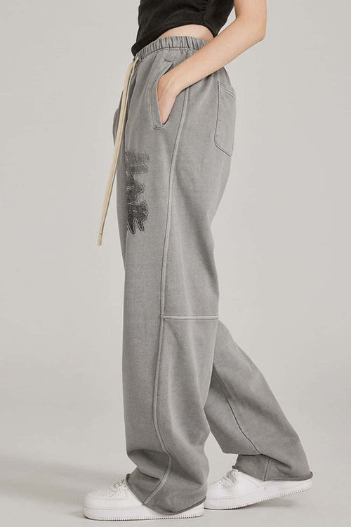 Gradient Graffiti Wide-Leg Sweatpant - Medium Gray