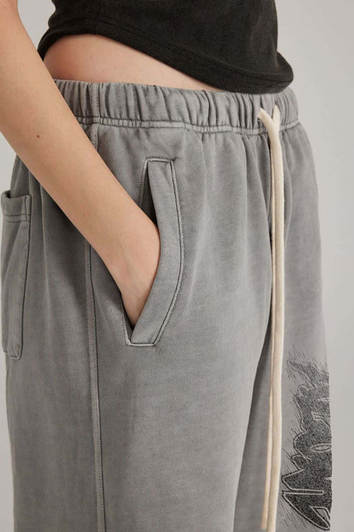 Gradient Graffiti Wide-Leg Sweatpant - Medium Gray