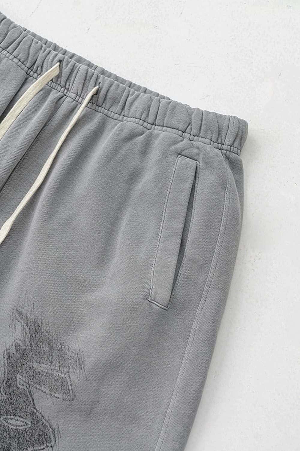 Gradient Graffiti Wide-Leg Sweatpant - Medium Gray