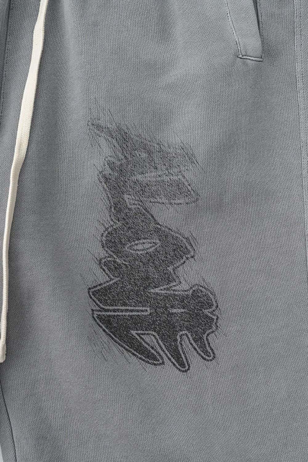 Gradient Graffiti Wide-Leg Sweatpant - Medium Gray