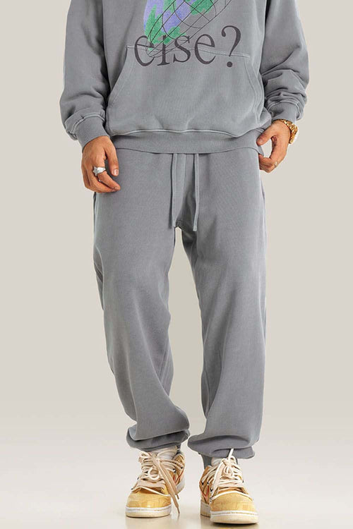 Essential Washed Relaxed Joggers - Medium Gray