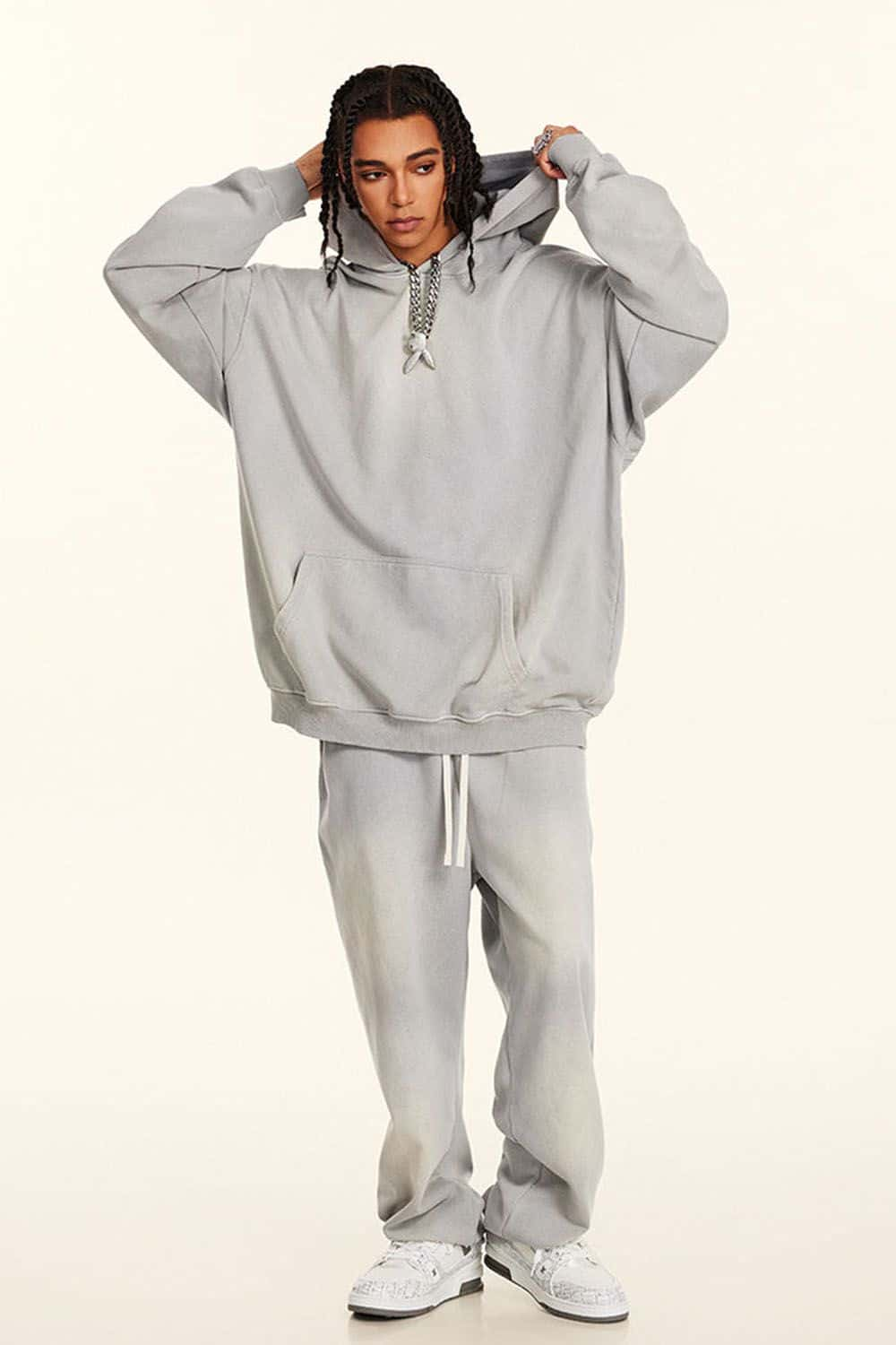 Heavy-Duty Washed High-Street Oversized Hoodie