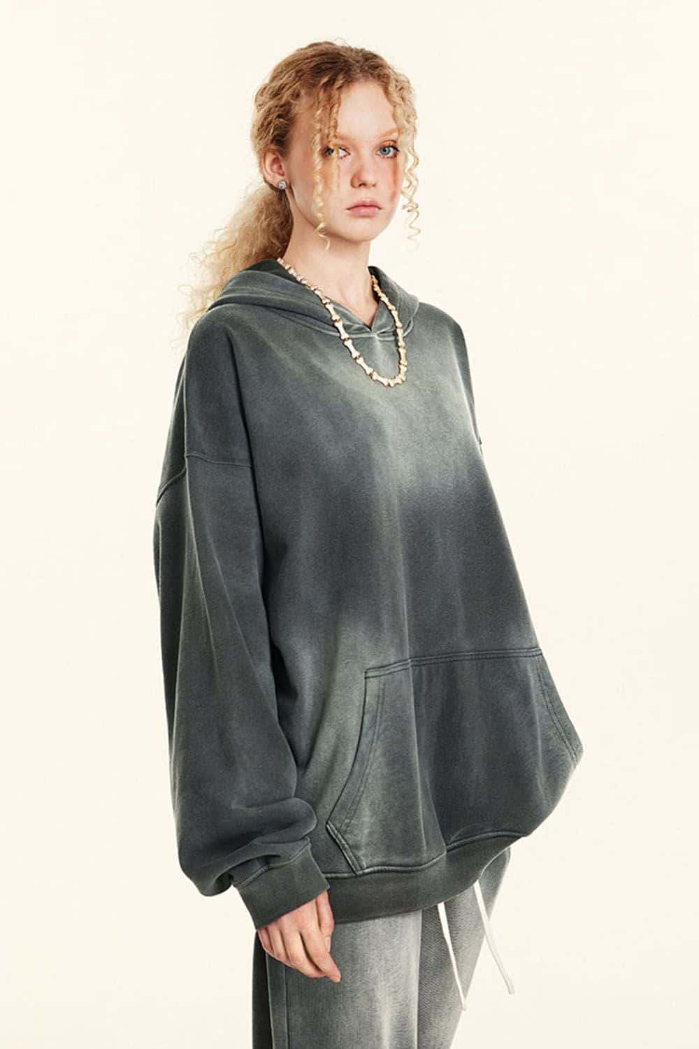 Heavy-Duty Washed High-Street Oversized Hoodie