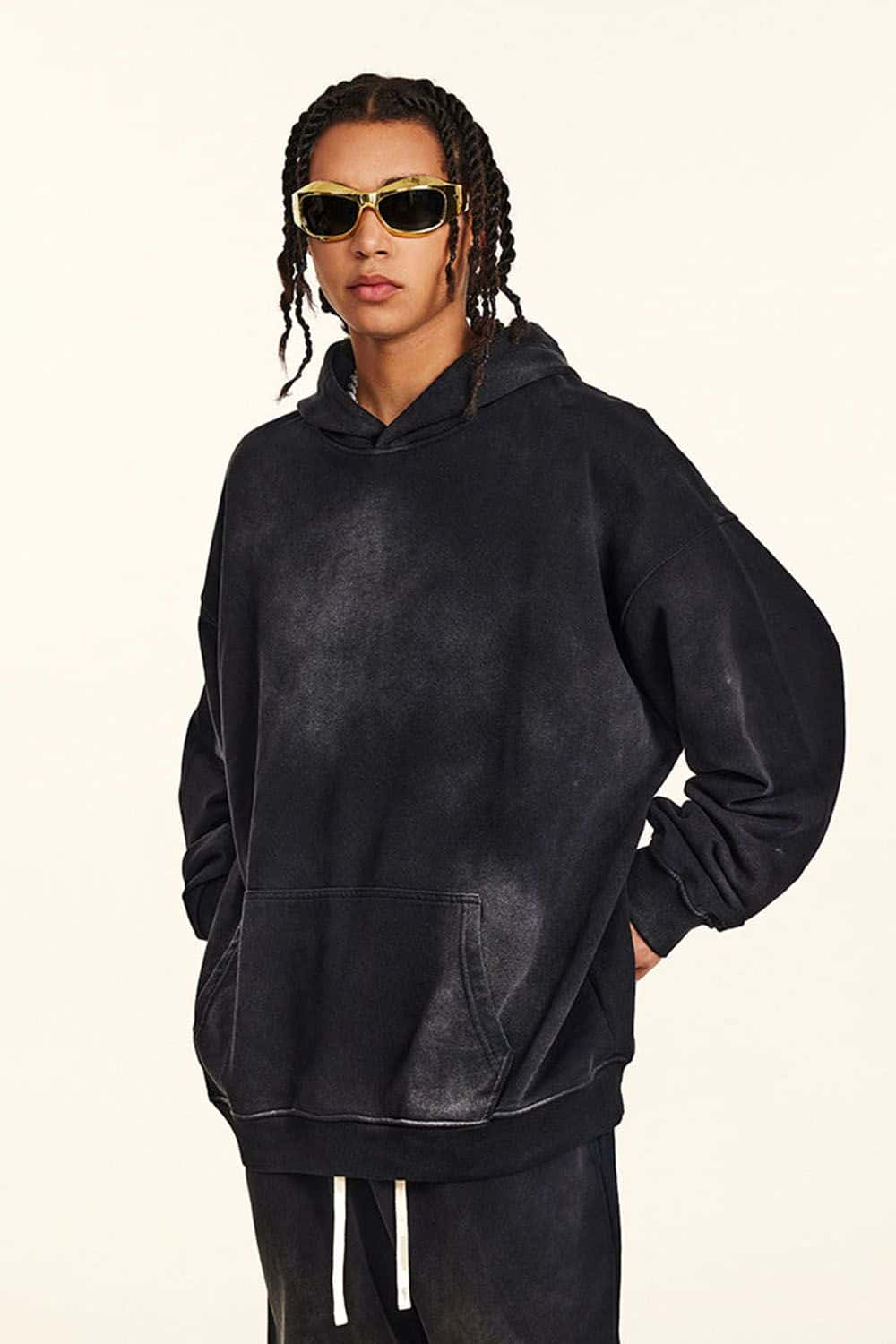 Heavy-Duty Washed High-Street Oversized Hoodie