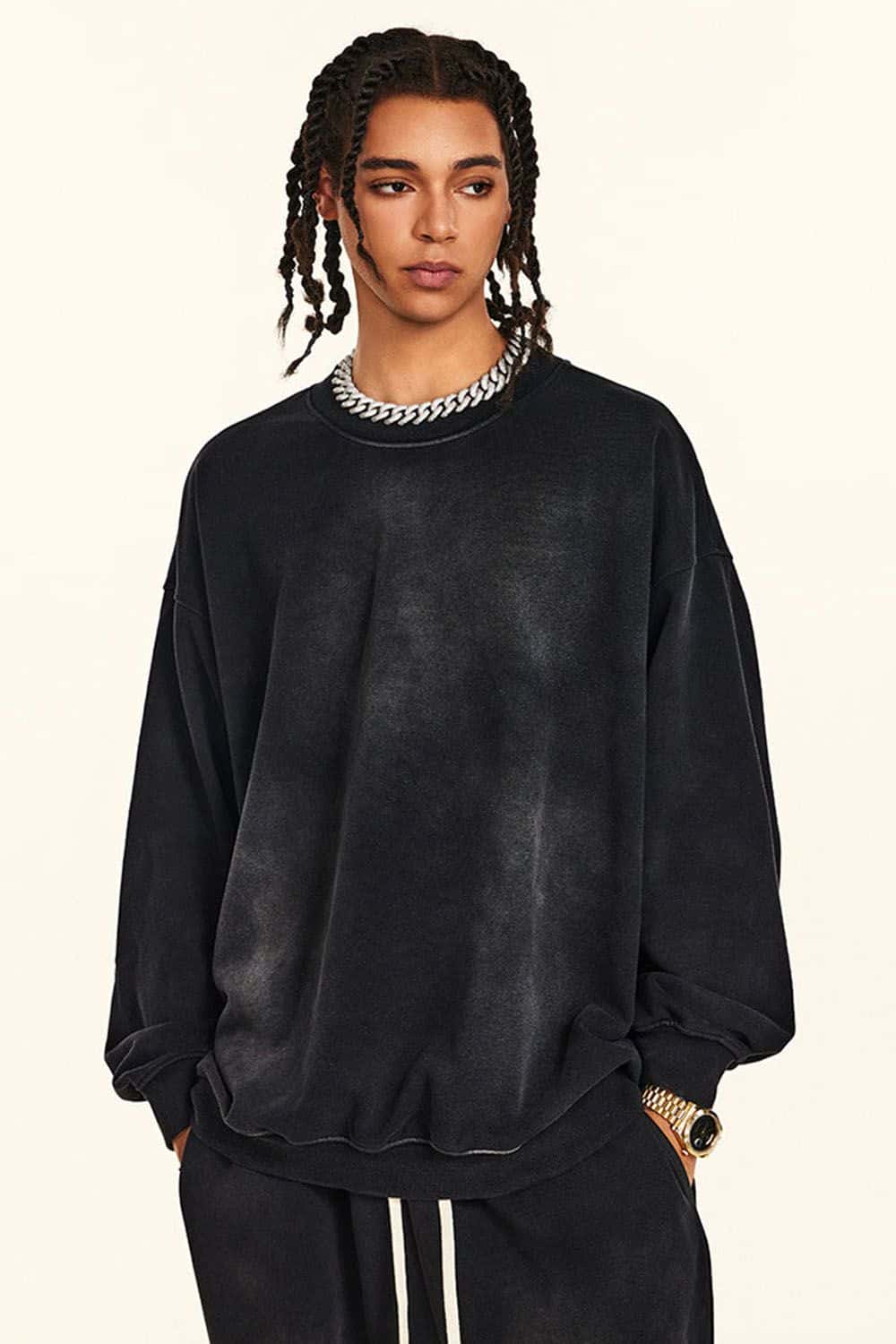 Heavyweight Vintage Washed Sweatshirt - Black