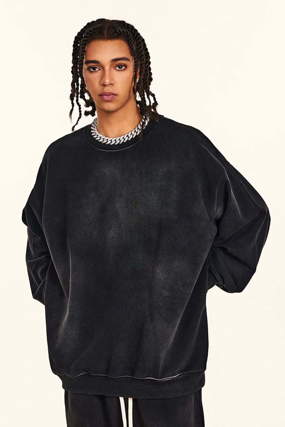 Heavyweight Vintage Washed Sweatshirt - Black