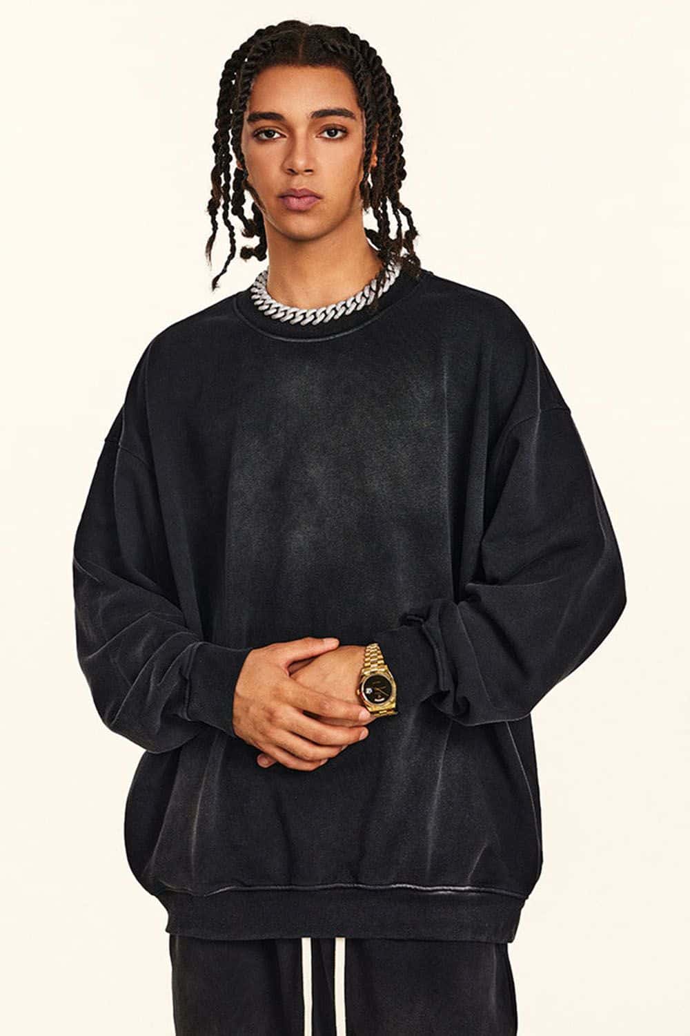 Heavyweight Vintage Washed Sweatshirt - Black