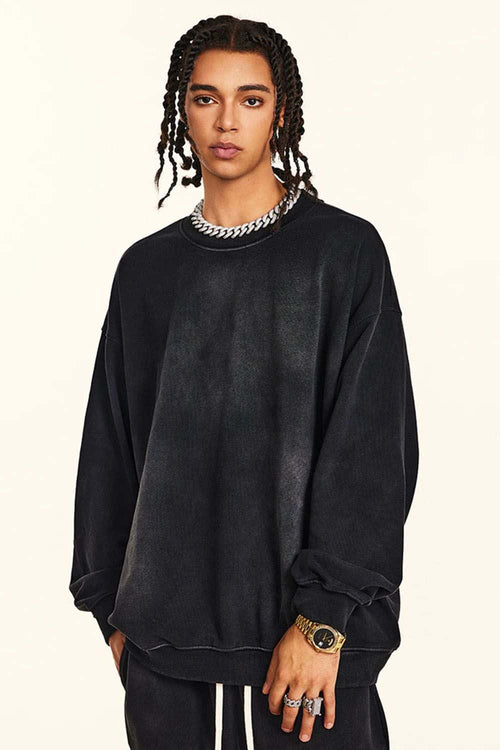 Heavyweight Vintage Washed Sweatshirt - Black