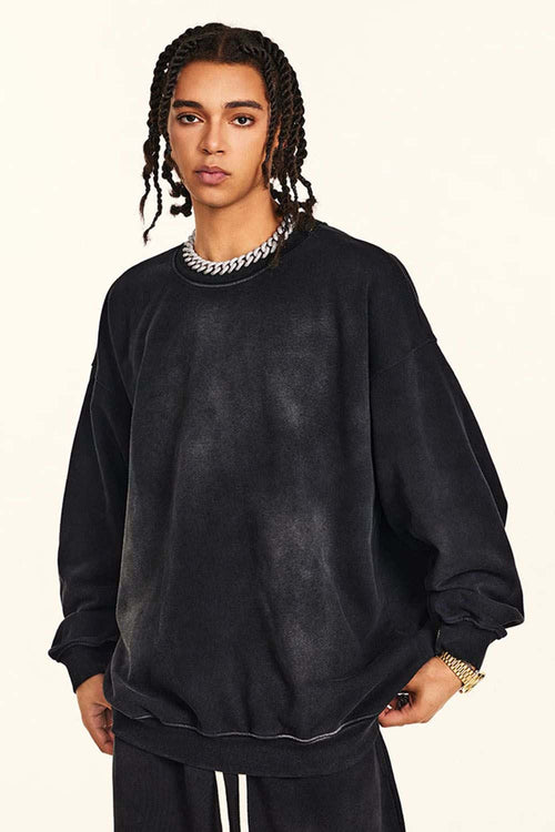 Heavyweight Vintage Washed Sweatshirt - Black
