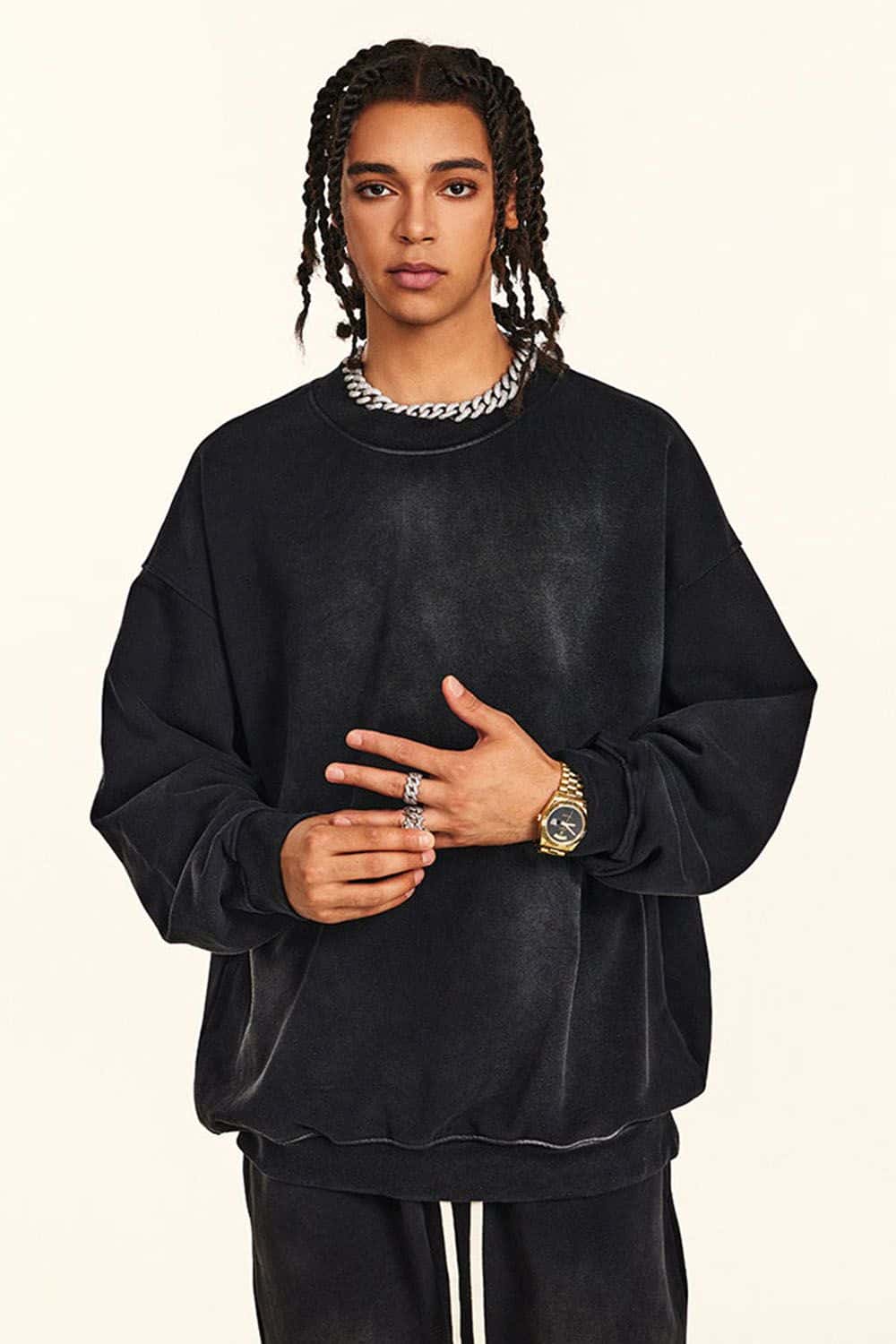Heavyweight Vintage Washed Sweatshirt - Black