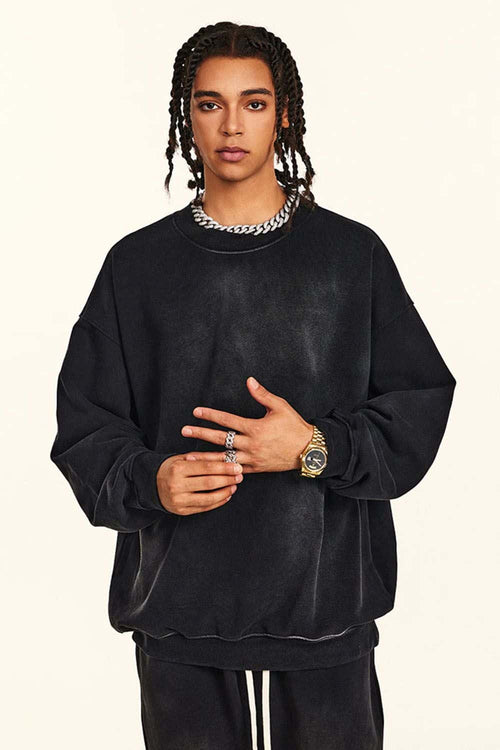 Heavyweight Vintage Washed Sweatshirt - Black