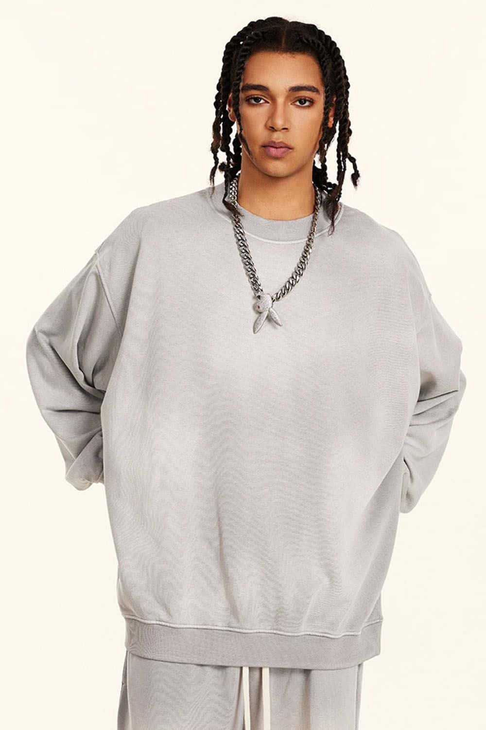 Heavyweight Vintage Washed Sweatshirt - Light Gray