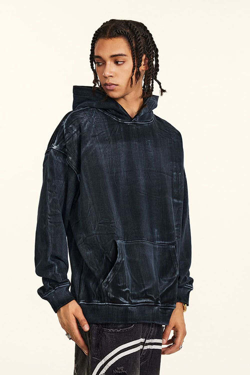 Heavyweight Painted Fleece Pullover - Black