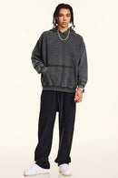 Wax-Dyed Distressed Heavyweight Hoodie - Dark Gray