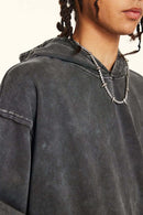 Wax-Dyed Distressed Heavyweight Hoodie - Dark Gray