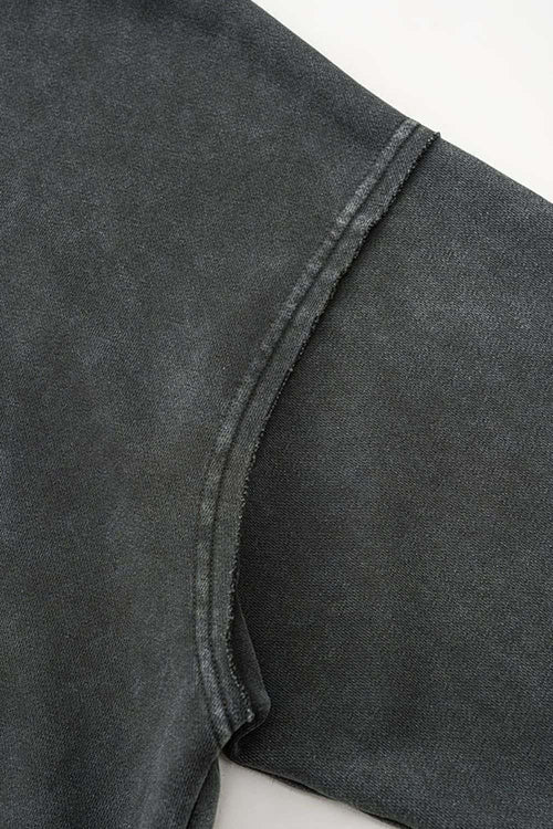 Wax-Dyed Distressed Heavyweight Hoodie - Dark Gray