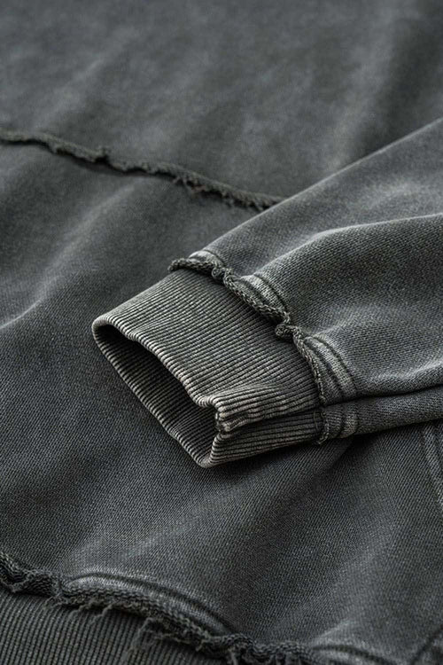 Wax-Dyed Distressed Heavyweight Hoodie - Dark Gray