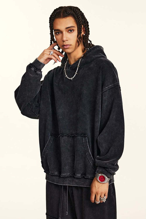 Wax-Dyed Distressed Heavyweight Hoodie - Fried Snowflakes