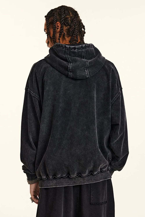 Wax-Dyed Distressed Heavyweight Hoodie - Fried Snowflakes