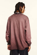 Washed Distressed Long-Sleeve Tee - Plum Purple