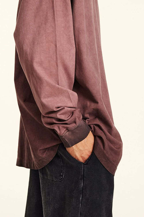 Washed Distressed Long-Sleeve Tee - Plum Purple
