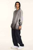 Washed Distressed Long-Sleeve Tee - Dark Gray