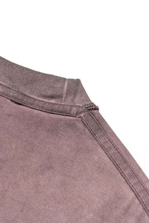 Washed Distressed Long-Sleeve Tee - Plum Purple