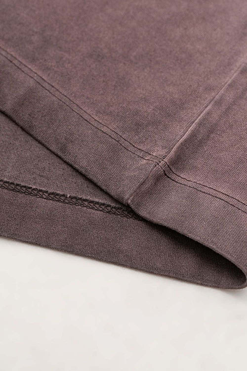 Washed Distressed Long-Sleeve Tee - Plum Purple