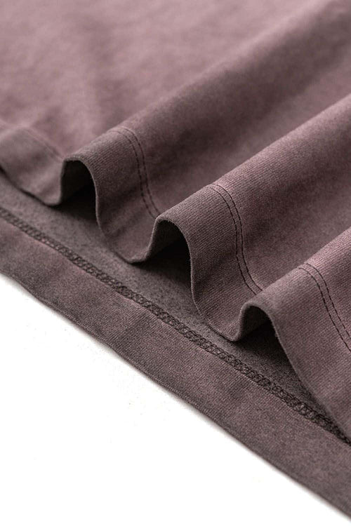 Washed Distressed Long-Sleeve Tee - Plum Purple
