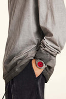 Washed Distressed Long-Sleeve Tee - Dark Gray