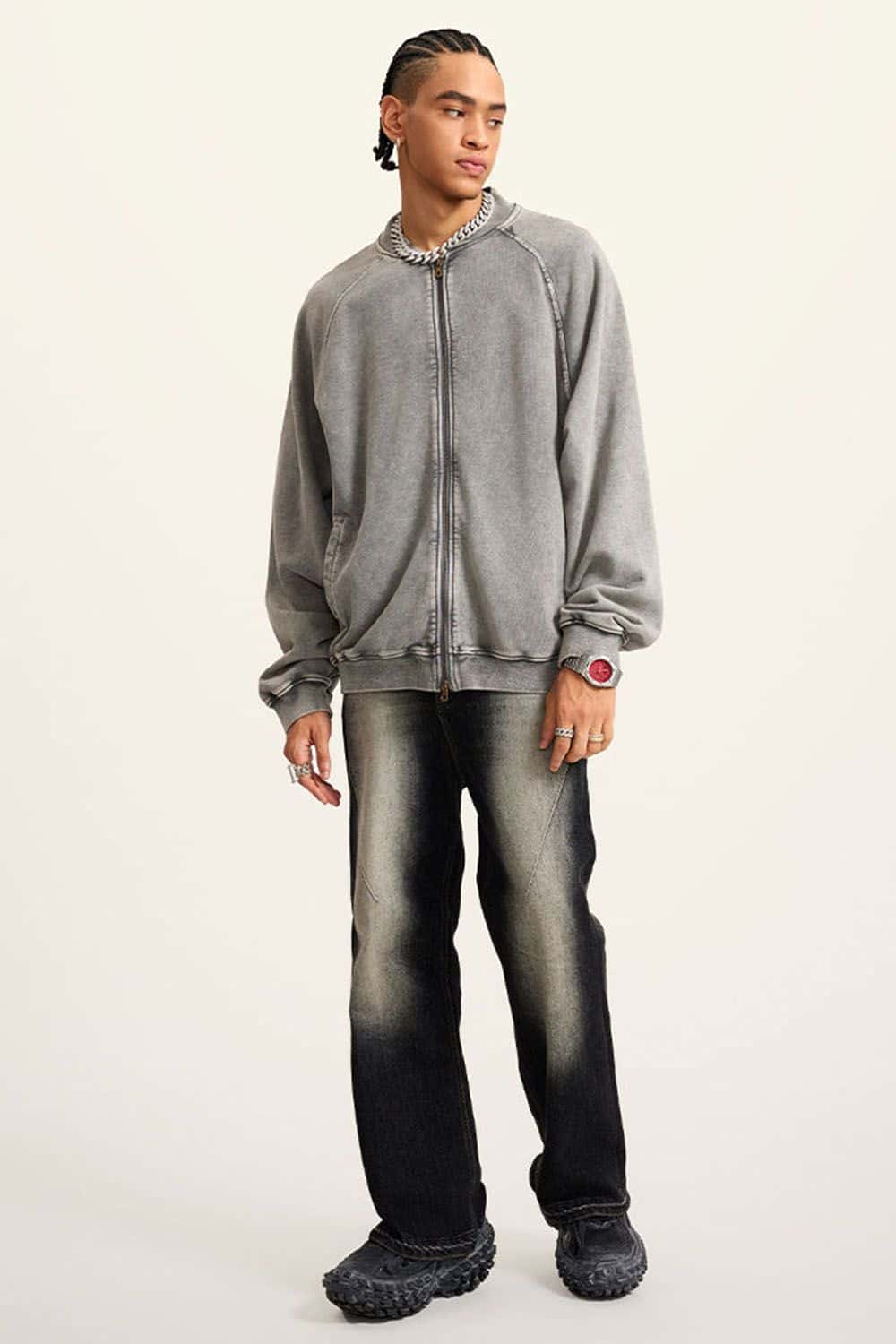 Autumn Vintage Heavyweight 450g Terry Water-Washed Drop Shoulder Jacket