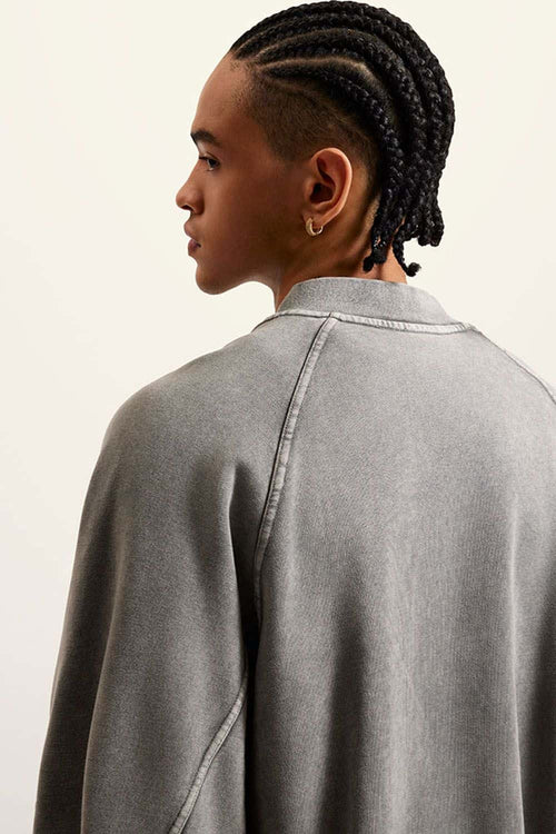 Heavyweight Terry Washed Raglan Jacket - Medium Gray
