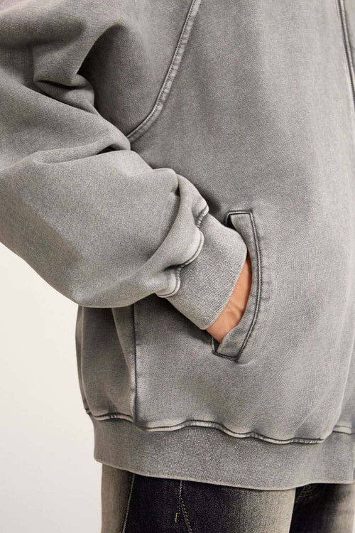 Heavyweight Terry Washed Raglan Jacket - Medium Gray