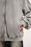 Heavyweight Terry Washed Raglan Jacket - Medium Gray