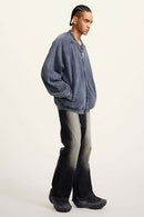 Heavyweight Terry Washed Raglan Jacket - Royal Blue