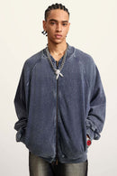 Heavyweight Terry Washed Raglan Jacket - Royal Blue