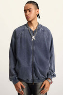 Heavyweight Terry Washed Raglan Jacket - Royal Blue