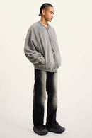 Heavyweight Terry Washed Raglan Jacket - Medium Gray