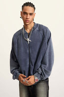 Heavyweight Terry Washed Raglan Jacket - Royal Blue