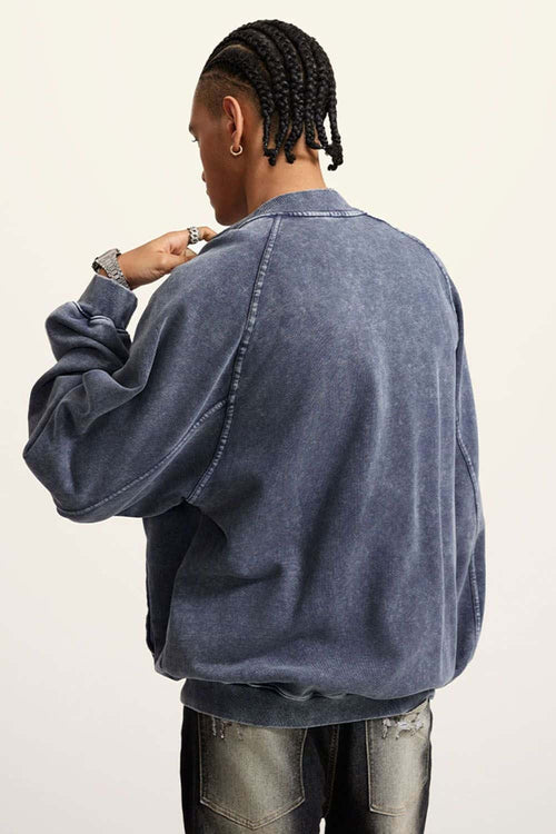 Heavyweight Terry Washed Raglan Jacket - Royal Blue