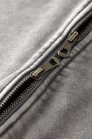 Heavyweight Terry Washed Raglan Jacket - Medium Gray