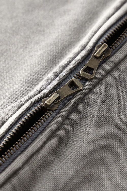 Heavyweight Terry Washed Raglan Jacket - Medium Gray