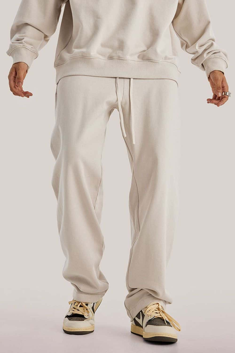 Heavyweight Loose-Fit Athletic Sweatpants in Pure White