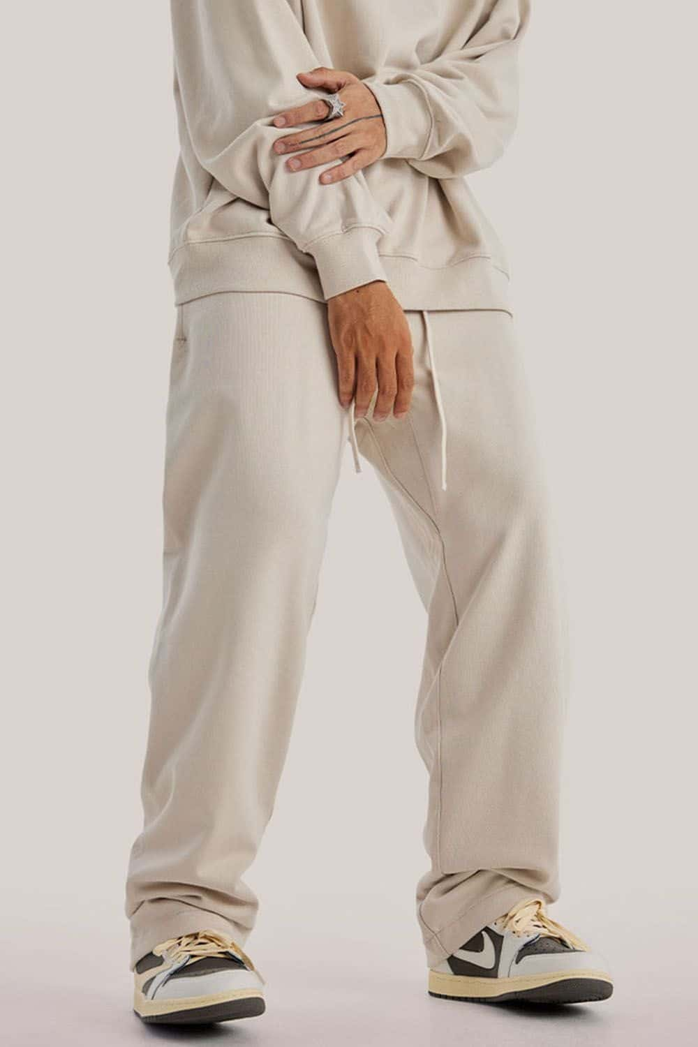 Heavyweight Loose-Fit Athletic Sweatpants in Pure White